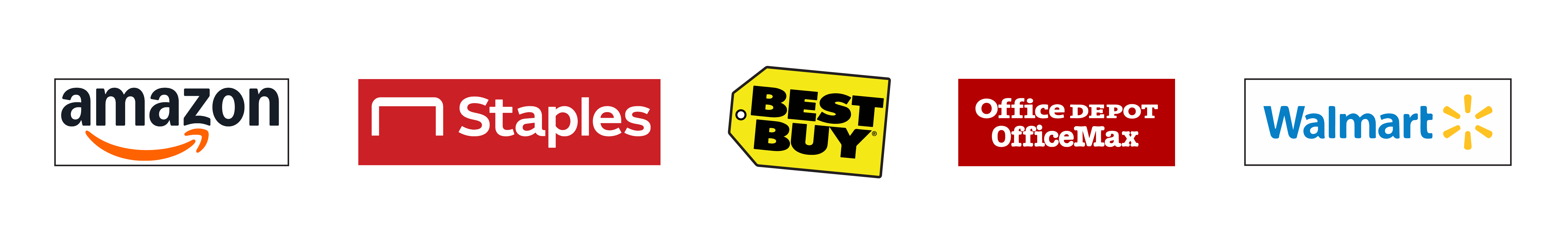 amazon.com, BEST BUY, MICRO CENTER computer & electronics, Office DEPOT, OfficeMax, STAPLES